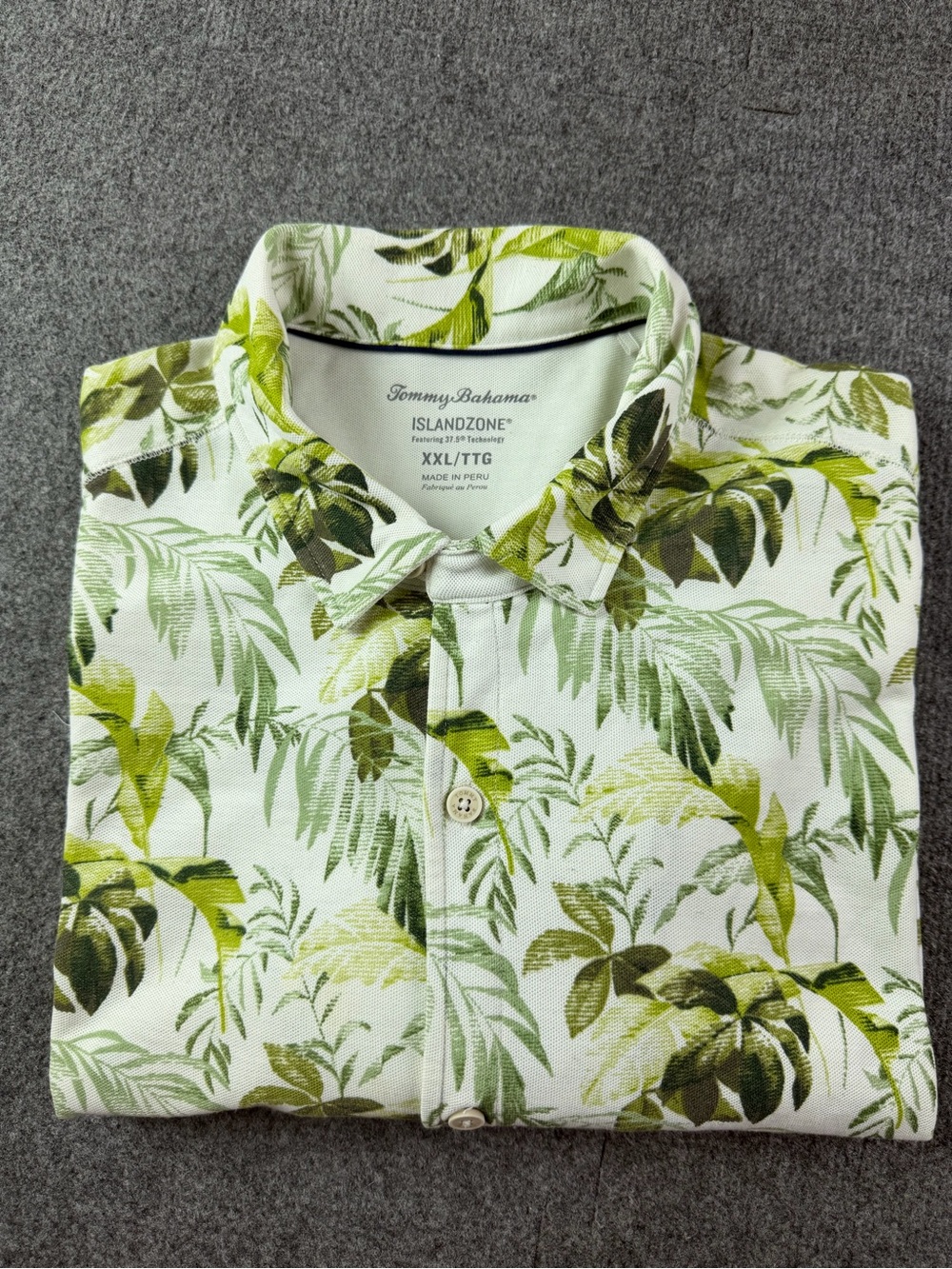 Tommy Bahama Island Zone Mens Pima Cotton Blend S/S Floral Shirt Size XXL Green